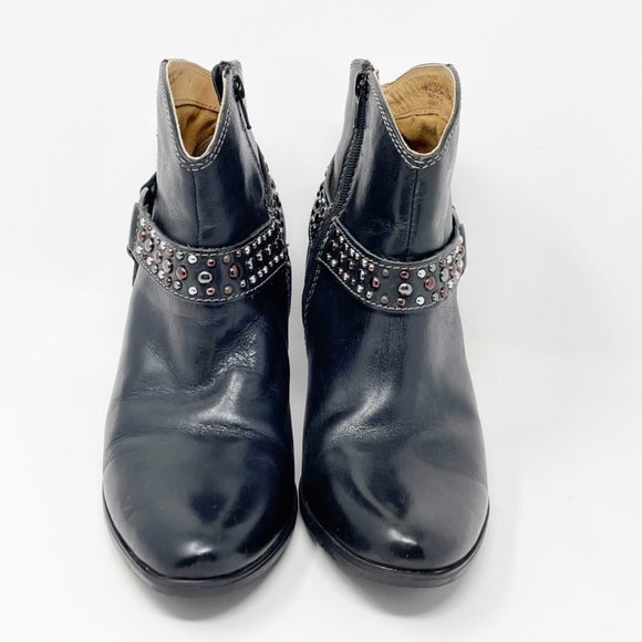 Sofft Womens Black Leather Studded Side Zip Heel Booties Size 6 - Picture 4 of 13